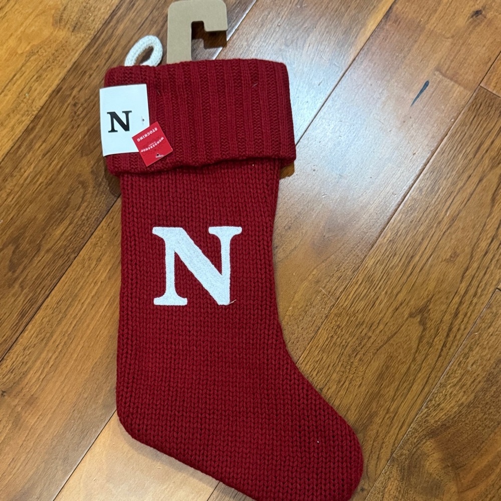 Wondershop Red Knit Stocking with the letter 'N'